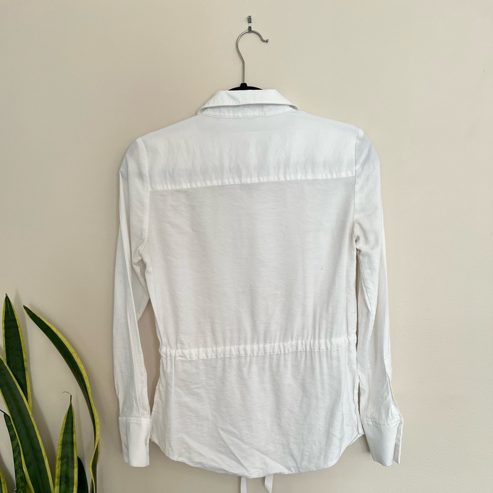 Theory White Button Down Drawstring Shirt - image 2